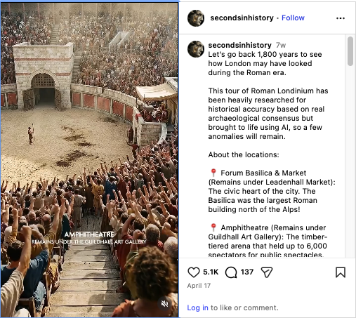 Click for video from Instagram of Londinium 1800 years ago